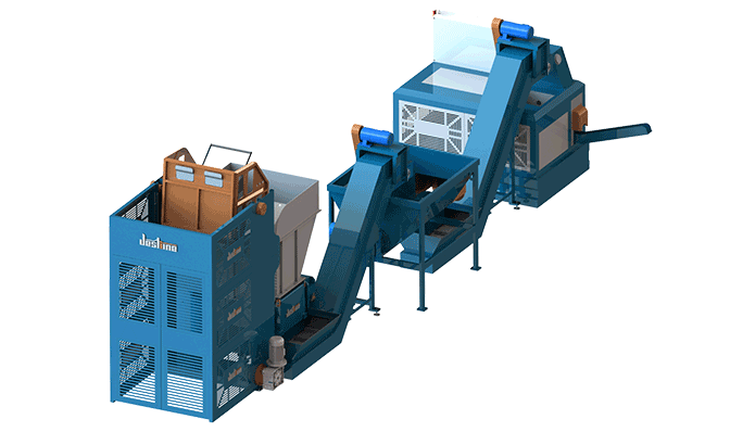 金属刨花提升翻转撕碎压饼方案