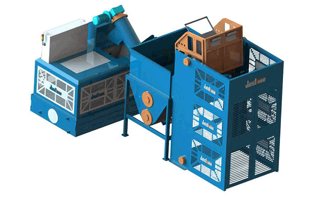 金属屑提升翻转集中供料压饼方案