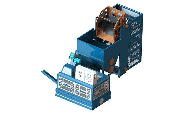金属屑提升翻转集中供料压饼方案